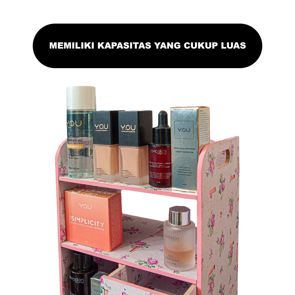 Rak Kosmetik Makeup Tempat Penyimpanan Skincare Serbaguna Dengan 2 Laci - LC0022