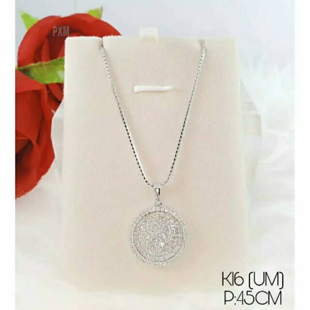 Kalung italy + liontin mata zirconia