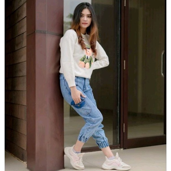 JEANS CARGO JOGGER WANITA