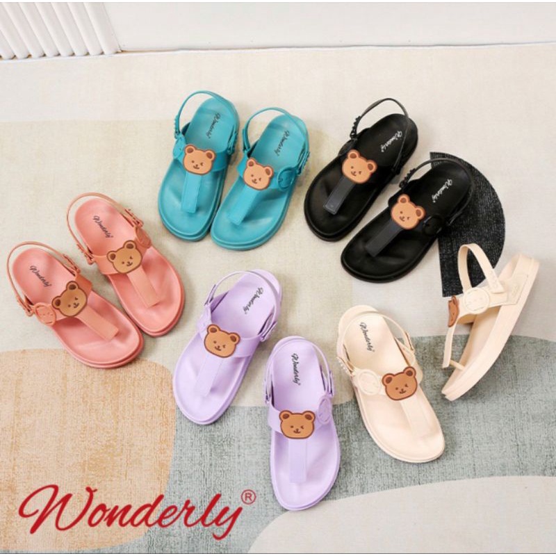 2025-1 [WONDERLY] Sandal Wanita Tali Jelly Sendal Wanita Karet Tali Wonderly Sendal Tali Wanita Sandal Boneka Sandal Beruang Sandal Flatbed Sandal Jepit Tali Sandal Pita Sandal Santai