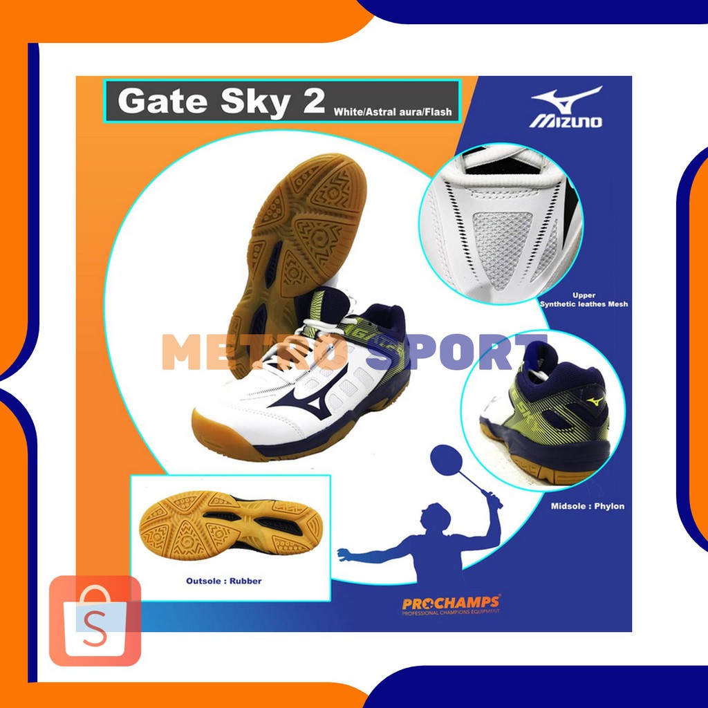 Mizuno Gate Sky 2 Sepatu Badminton Original - Orange 40