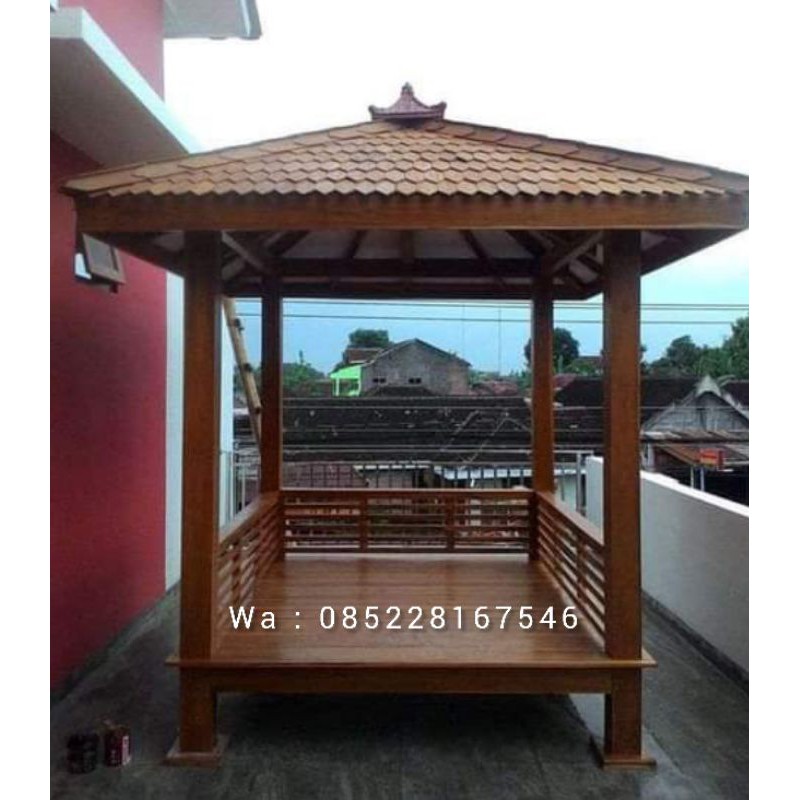 Gazebo Minimalis Kayu Jati 2m x 2m