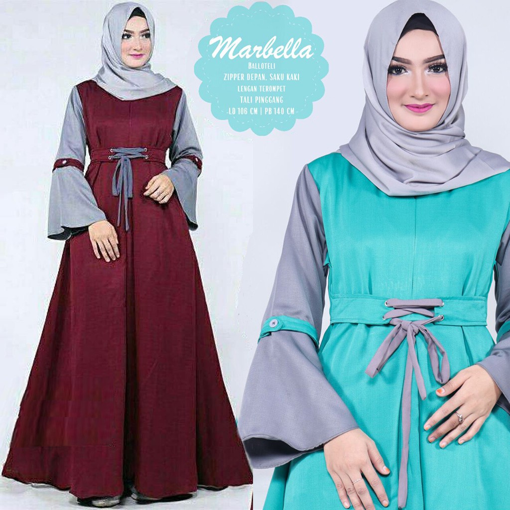 MARBELLA DRESS MAXI Promo gamis balotelli Fashion muslim Baju wanita modis /nonihijab/wickycollction-MIN BELI 100 PCS