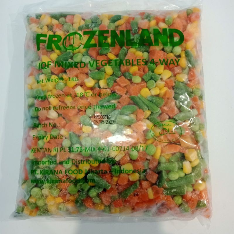 frozen land mix vegetable 1kg