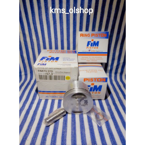 Piston Kit Fim 73 size 57.3/STD, 58.3/100, 57.8/050 Pin 14 (Verza, Megapro New)
