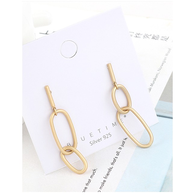 LRC Anting Tusuk Fashion Gold Gold Plated Double Circle Cutout S925 Silver Needle Earrings Y62991