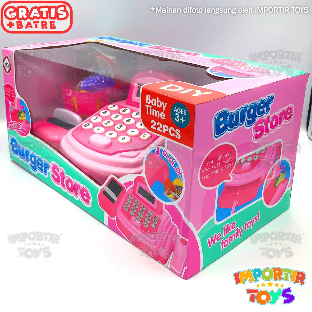 MAINAN KASIR PINK CEWEK ELEKTRIK BATRE SET IMPORTIR TOYS PINK