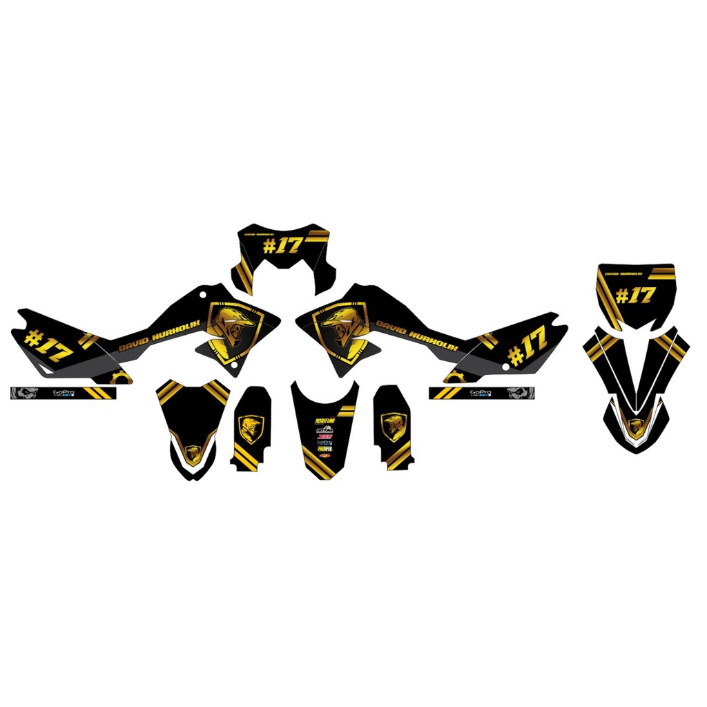 Decal sticker KLX BF /DTRACKER GOLD BLACK SUPERMOTO
