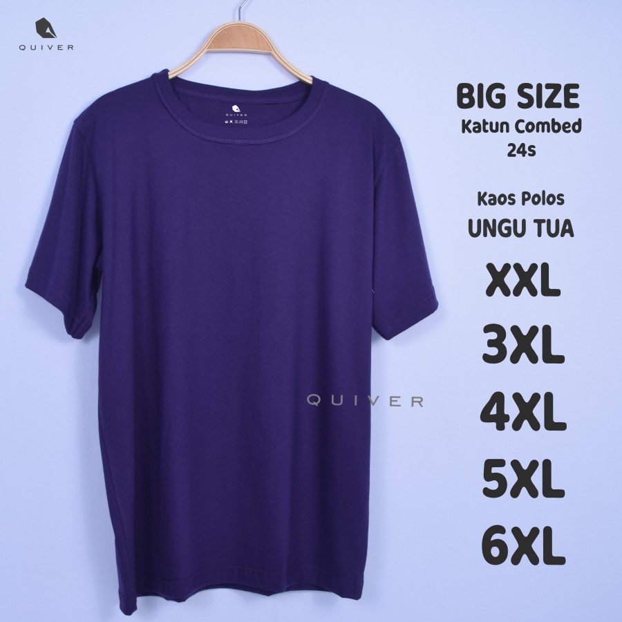 Kaos Polos Jumbo Pria Ungu Tua 24s Big Size XXL 3XL 4XL 5XL 6XL