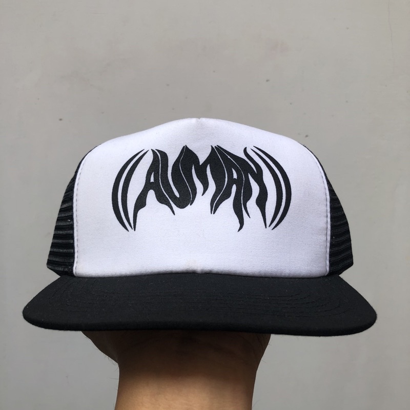 Topi jaring band AUMAN / Trucker hat band / Topi punk hardcore / Topi pria