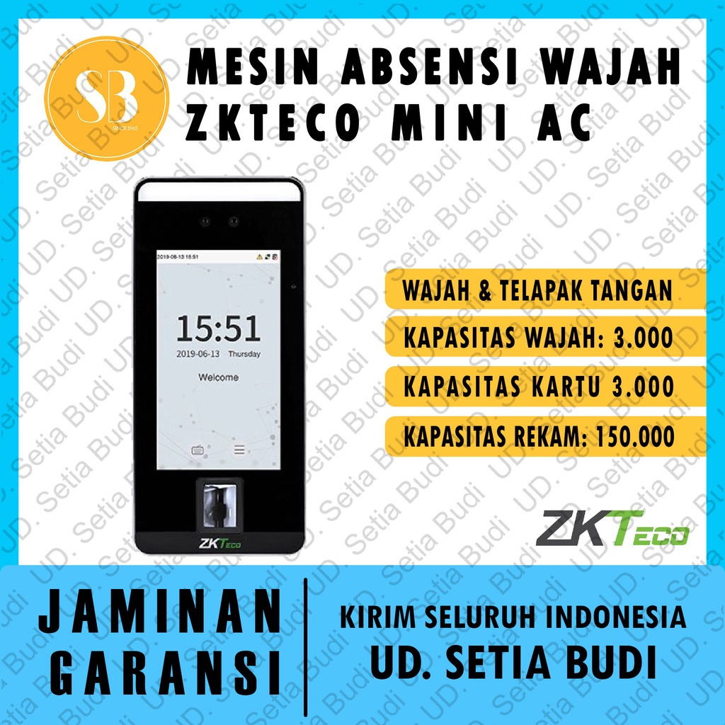 ZKTECO MINI AC Mesin Absensi Akses Pintu Wajah / Face Recognition