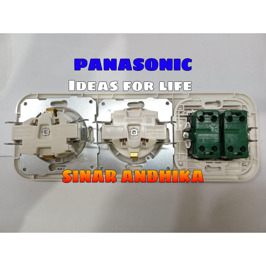 SAKLAR SERI KECIL + STOP KONTAK DOUBLE (CP) PANASONIC WEJ 7823 312121