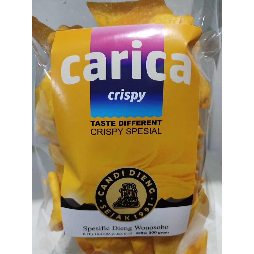

Keripik Carica Dieng Crispy Camilan Sehat Manis Renyah 200 gram