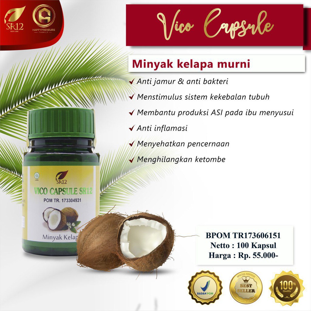 Vico(Virgin Coconut Oil) Sr12)/VCO kapsul100kapsul/MinyakKelapaMurni