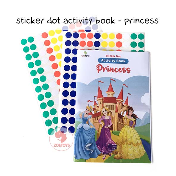 Zoetoys Reusable Sticker Dot Activity Set Book | Alphabet Hijaiyah Number Vehicle Animal | Color Dot Activity Card Kartu Aktivitas Mainan Edukasi Anak-Book Princess