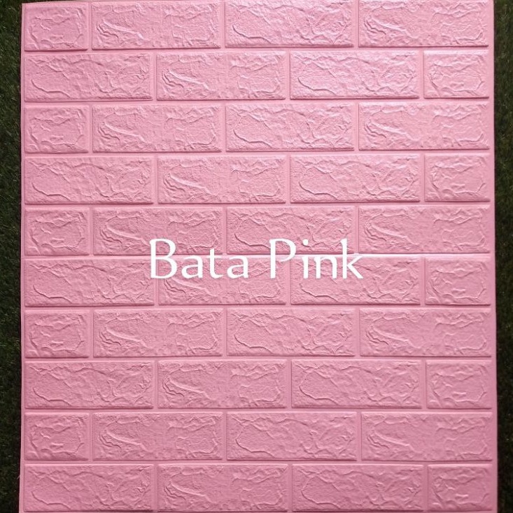 Wallpaper 3D Dinding Foam Sticker-Bata Pink
