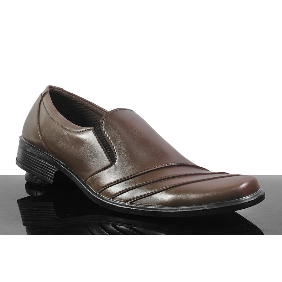 BIG SALE !! Sepatu Casual Formal Pria Pantofel Slop Paul Coklat Kulit Sintetis Kerja Kantor