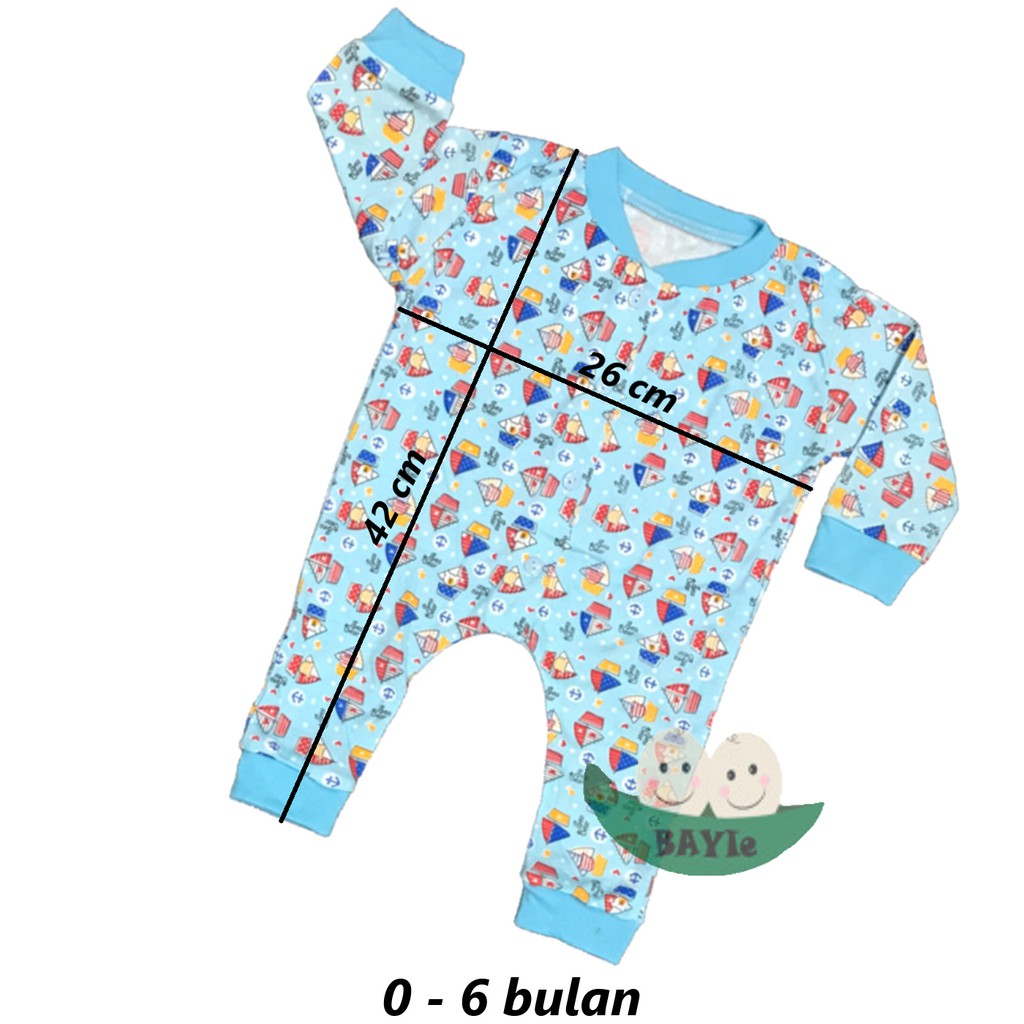 BAYIe - 3 PCS Baju Bayi Jumper/Hansop lengan Panjang/Sleepsuit  motif RANDOM RYN'S usia 0-6 bulan