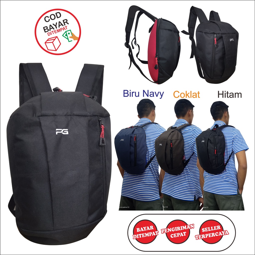 Tas Ransel Sport Kasual Polos Keren Murah Bagpack Pria PG - 8811