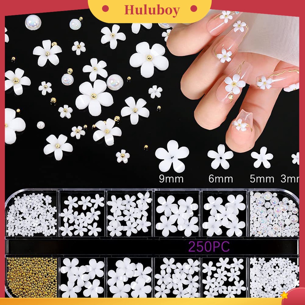 Huluboy Huluboy♡ Ornamen Kelopak Bunga Bahan Resin Warna Putih Untuk Dekorasi Manicure