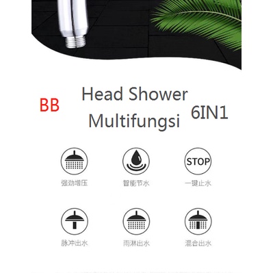 Shower Mandi Kepala Hemat Air Mode Jepang Tombol STOP + 3 MODE