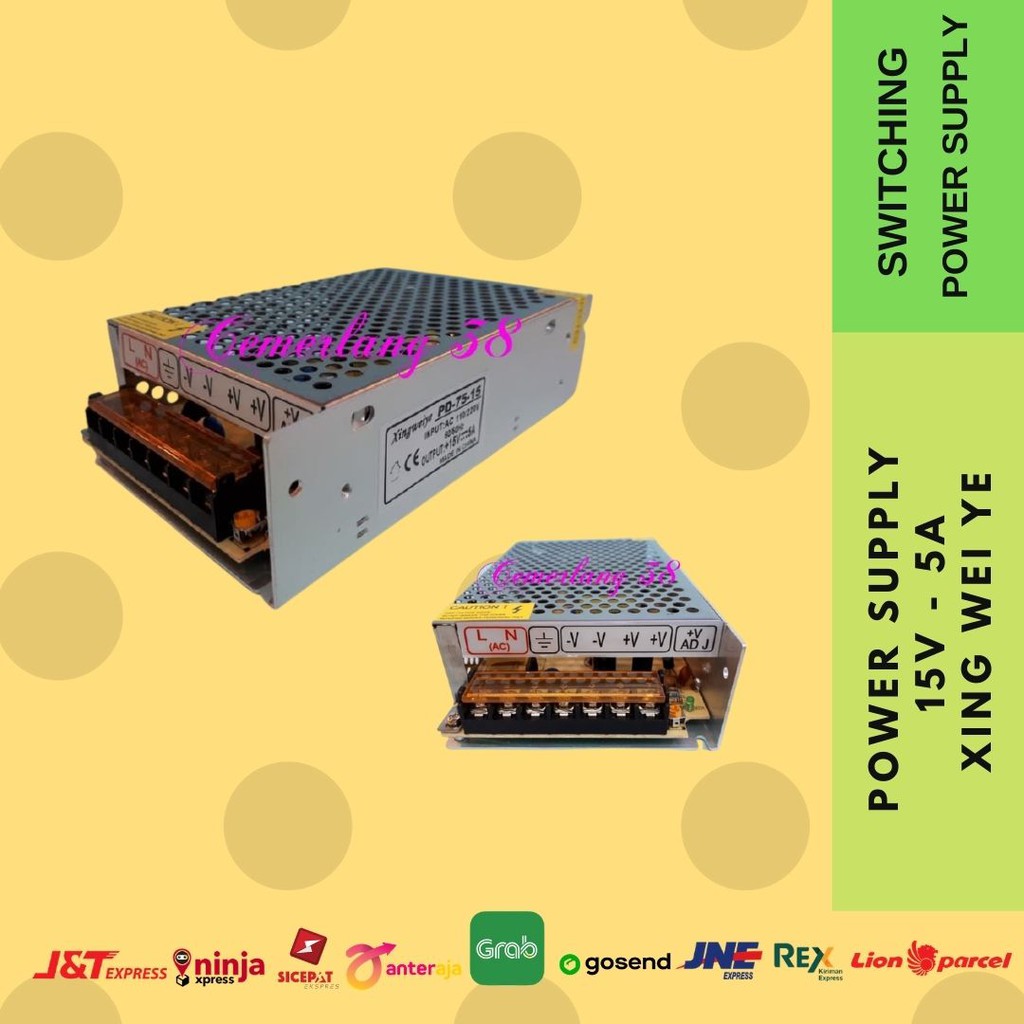 Switching Power Supply 15V 5A Transformer  15 V 5 A jaring AC to DC 15 Volt 5 Amper