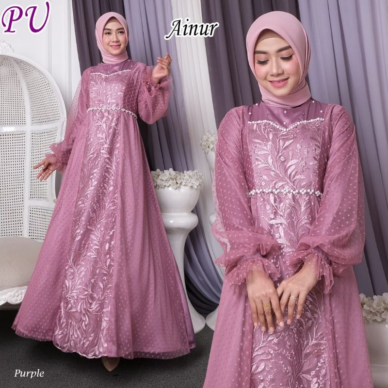 AINUR Gamis PestaMuslimah gaun walimatul wisuda akad nikah kondangan bridesmaid