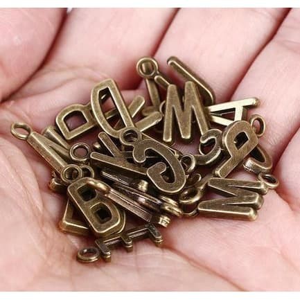 Bronze/Silver Capital Letter Charms - Charm Huruf Capital (26pcs)