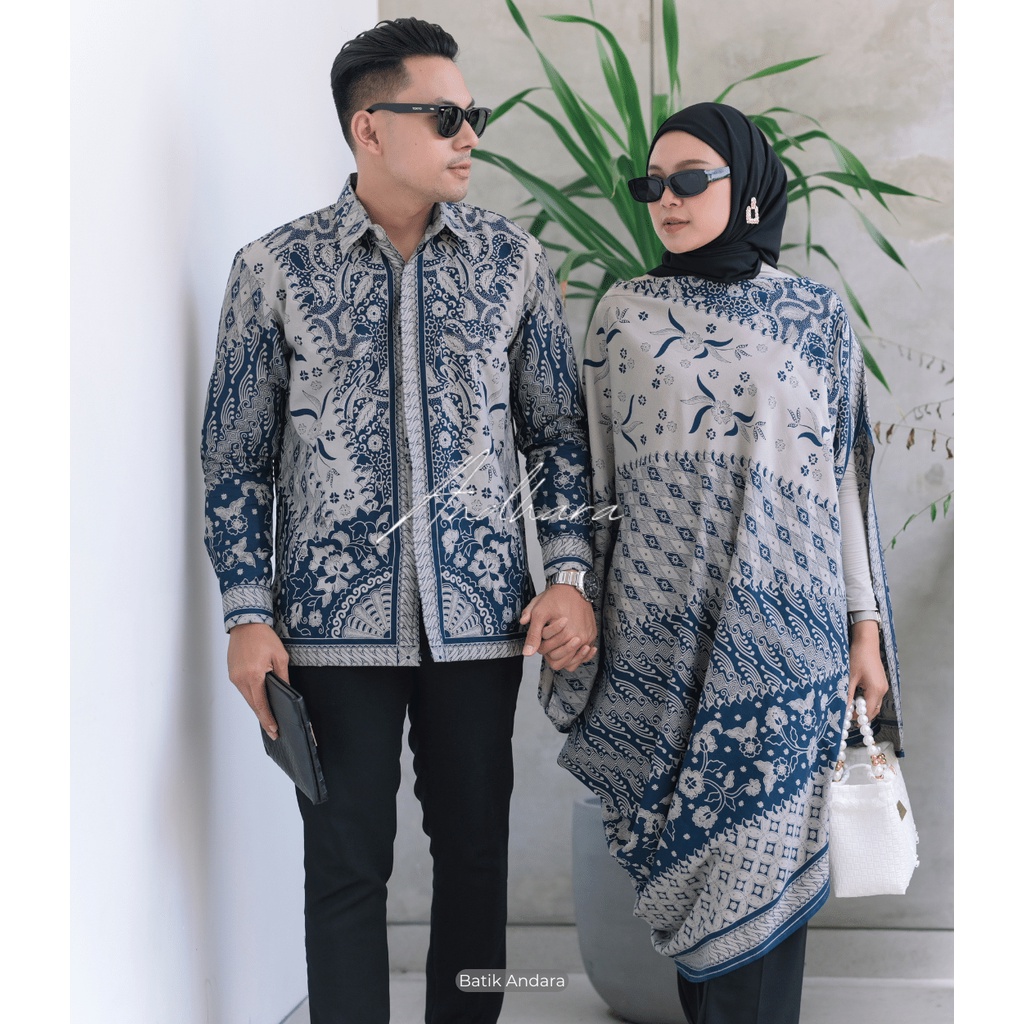 Baju batik Couple sett kaftan paris outfit kondangan premium kemeja furing SINARAN