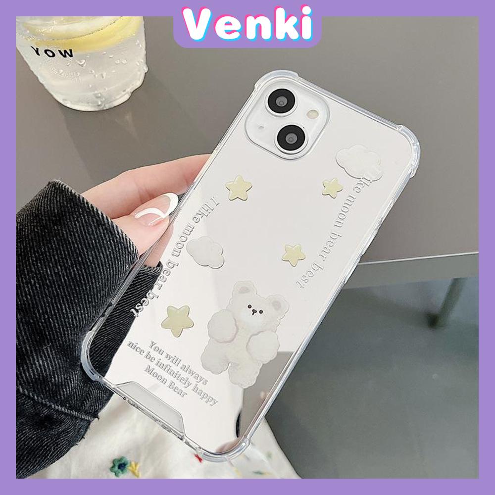 iPhone Case Acrylic Mirror Airbag Shockproof Protection Camera Cloud Cute Bear Compatible with iPhone 11 iPhone 13 Pro Max iPhone 12 Pro Max iPhone 7 Plus iPhone xr