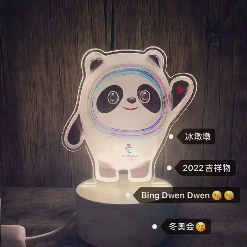 Lampu Meja Led USB Rechargeable Bentuk Es Panda 3d 2022 Untuk Kamar Tidur