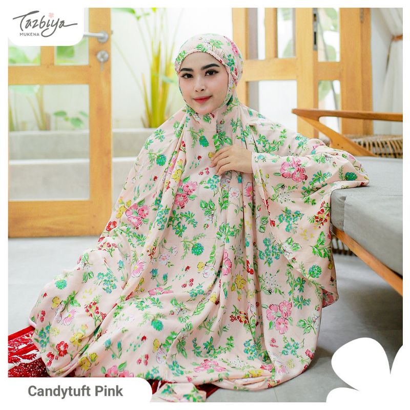 Mukena Tazbiya Candytuft Series Allsize Jumbo Dewasa Katun Rayon Motif