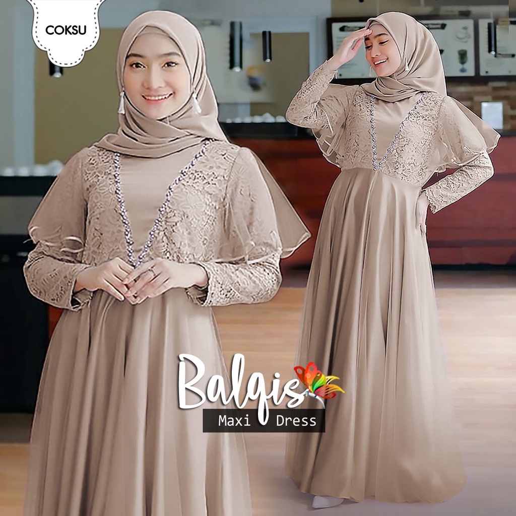 PCS MAXY BALQIS 3 UKURAN L XL XXL FASHION PAKAIAN WANITA GAMIS DRESS MAXI BAHAN BRUKAT JC