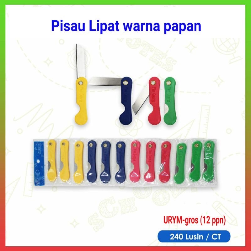 Pisau lipat warna murah - Tajam harga perlusin 12pcs