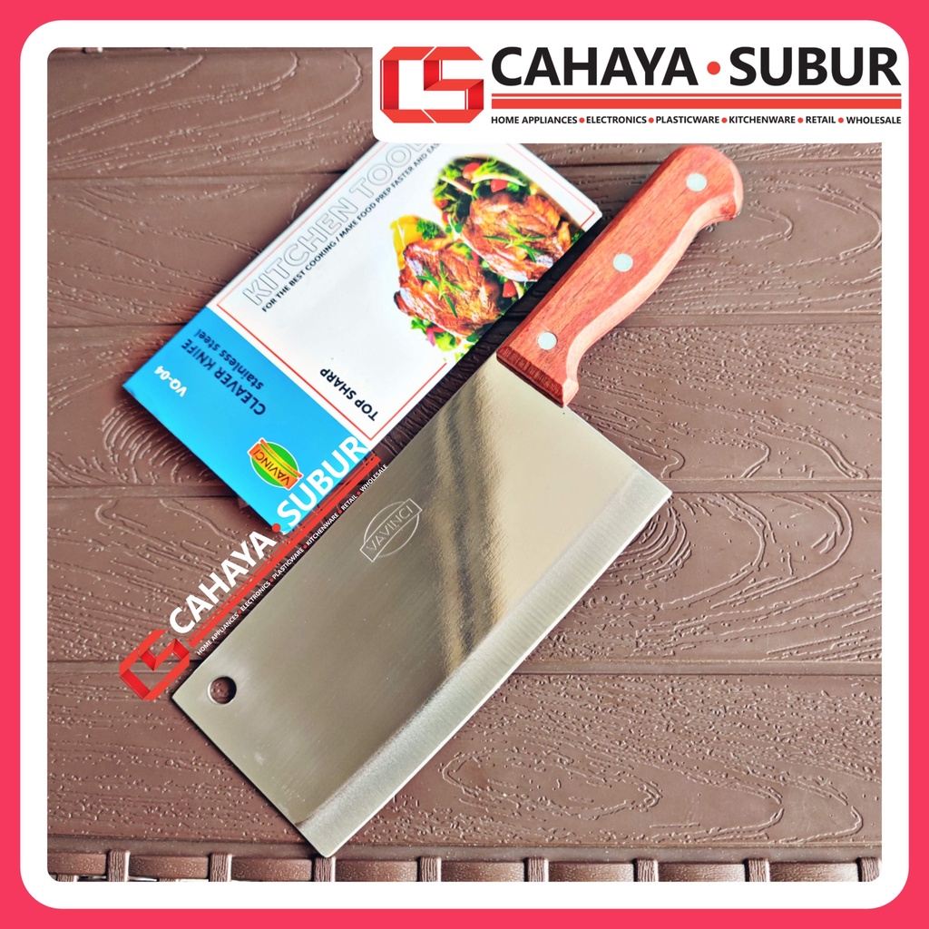 Golok Stainless VAVINCI VQ-04 Wooden Handle Pisau Golok Daging Premium