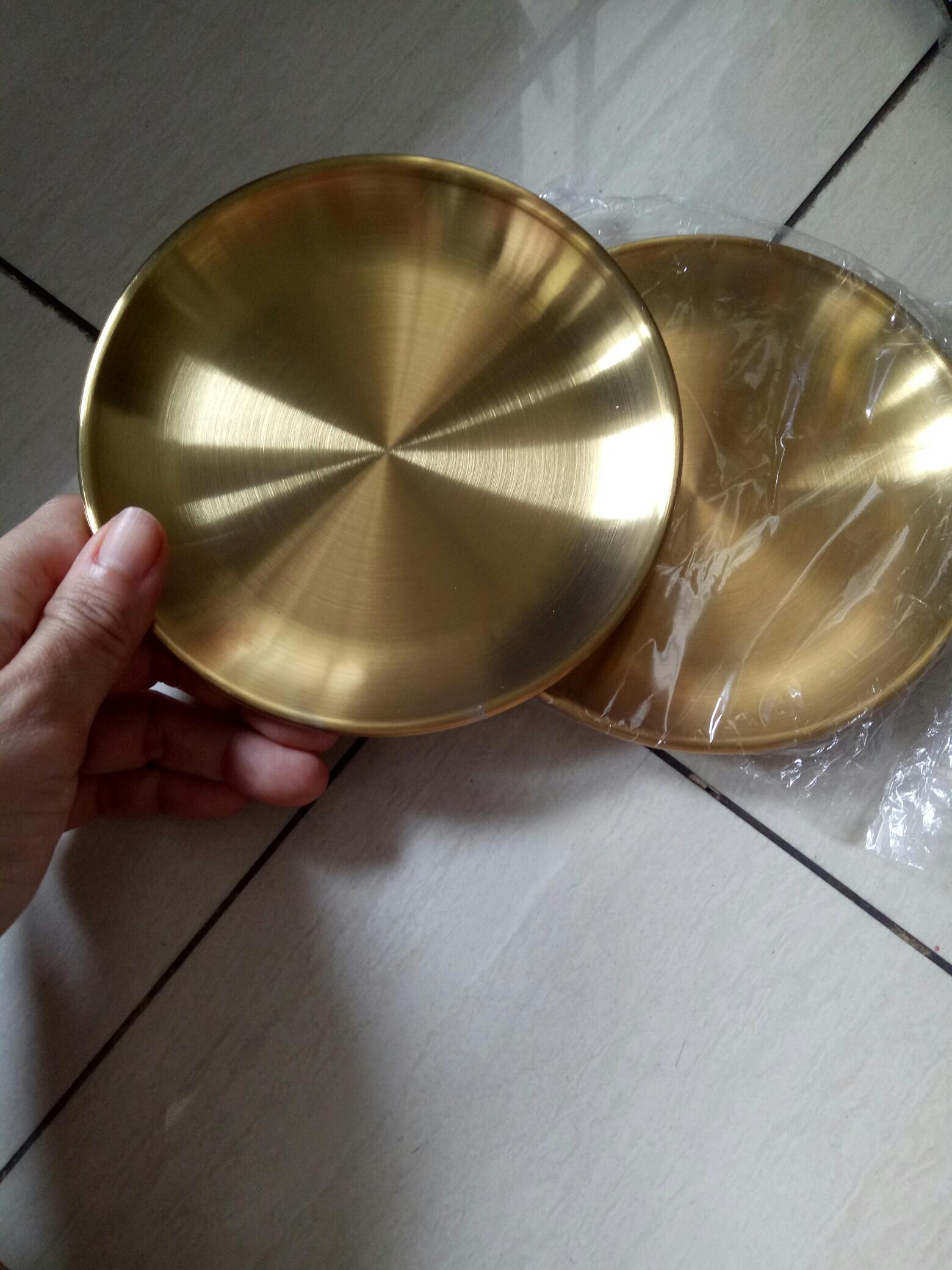 Small 14cm - Round Tray Piring Aesthetic Cantik Stainless Steel Nordic Style Dekorasi Dapur Cantik