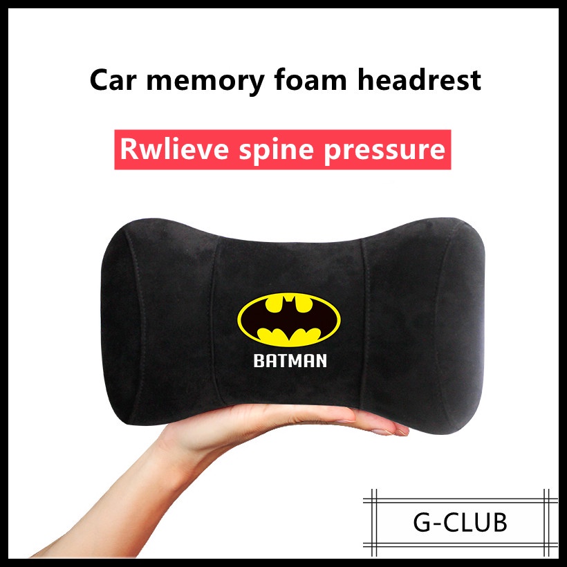 G-club Bantal Leher / Kepala Bahan Memory Foam Motif Batman Untuk Jok Mobil