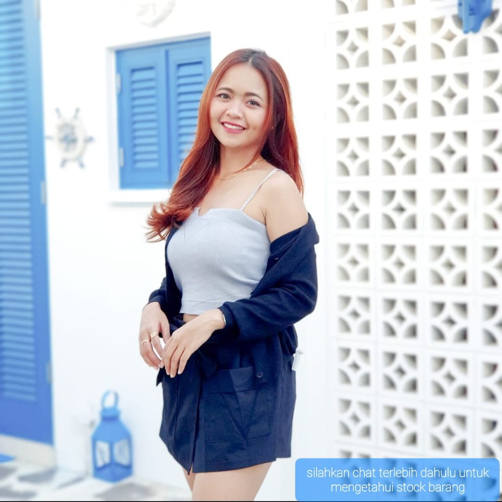 TANK TOP CROP RAJUT WANITA SEKSI SIMPLE KOREAN STYLE FASHION ATASAN