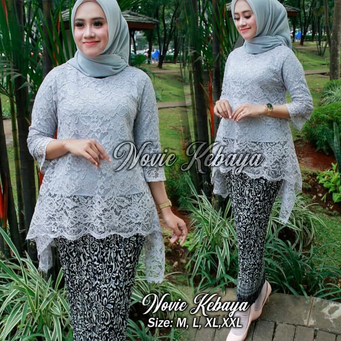 Setelan Kebaya / Rinjani / Brokat Kebaya / Kebaya Wisuda / Kebaya modern /silver