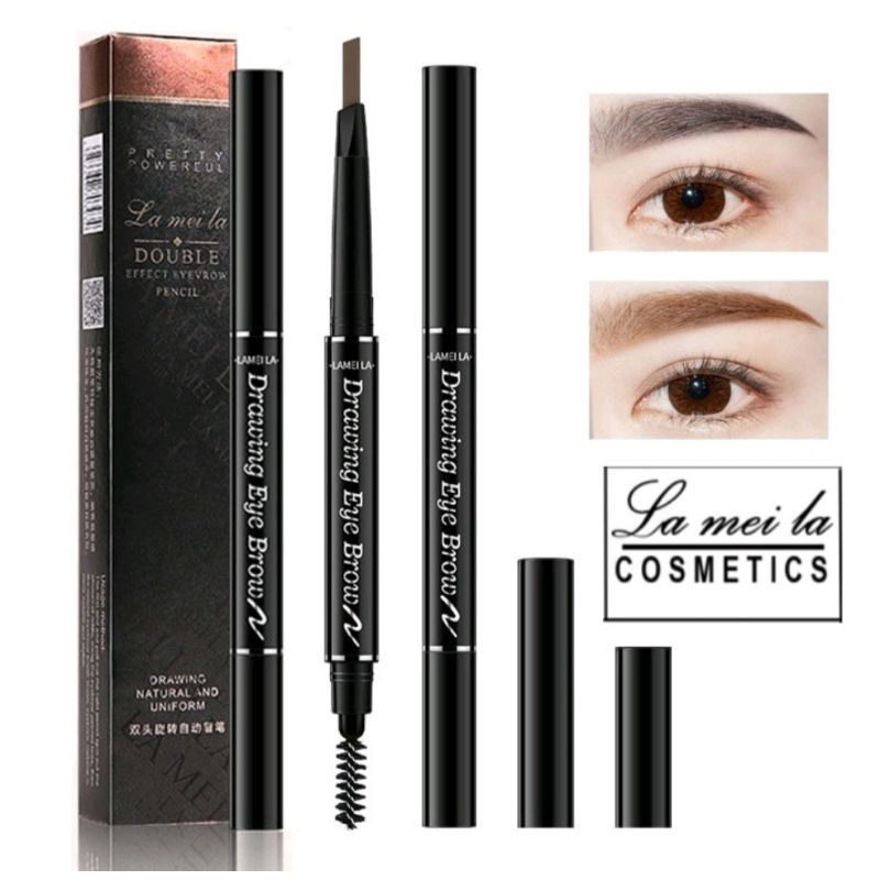 Lameila 7 Colors Pensil Alis Putar Berkepala Dua 7 Warna Double Heads Eyebrow Pencil Lasting Eyebrow Pen Waterproof