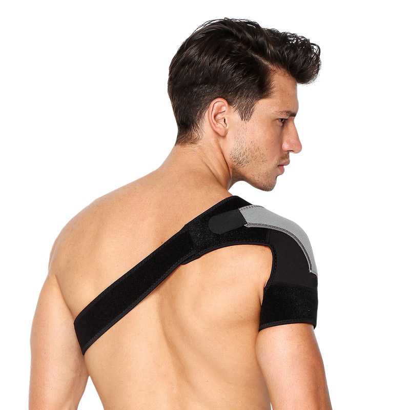 Shoulder Support Brace Guard Wrap Belt Fitness / Penyangga Penopang Penahan Bahu Tangan Kanan Kiri Cedera Patah Tulang Bungkuk Pasca Operasi Shoulder Olahraga Pria Wanita / Deker Pelindung Bahu Tangan Cedera Olahraga Kanan Bulutangkis Gym Futsal Lp Ninja