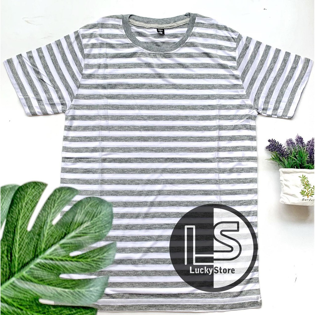  Kaos  Stripe ABU MISTY PUTIH  BIG Shopee Indonesia