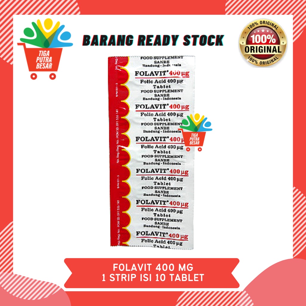 FOLAVIT 400 MG SUPLEMEN MAKANAN 1 STRIP ISI 10 TABLET