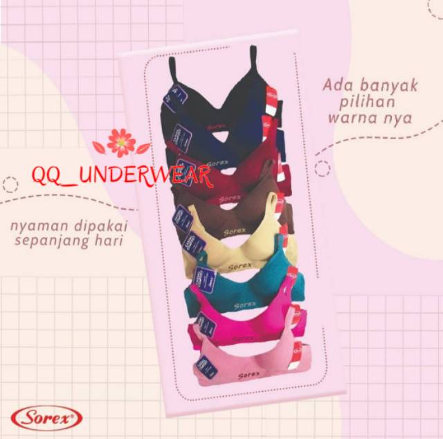 Bra Sorex 65001 Bh Tanpa Kawat Busa Tipis Cup Sedang Size 34-40 Kait 2 / Sport Bra Sorex Casual Comfort / Bh Sorex 65001 / Bra Sorex 65001