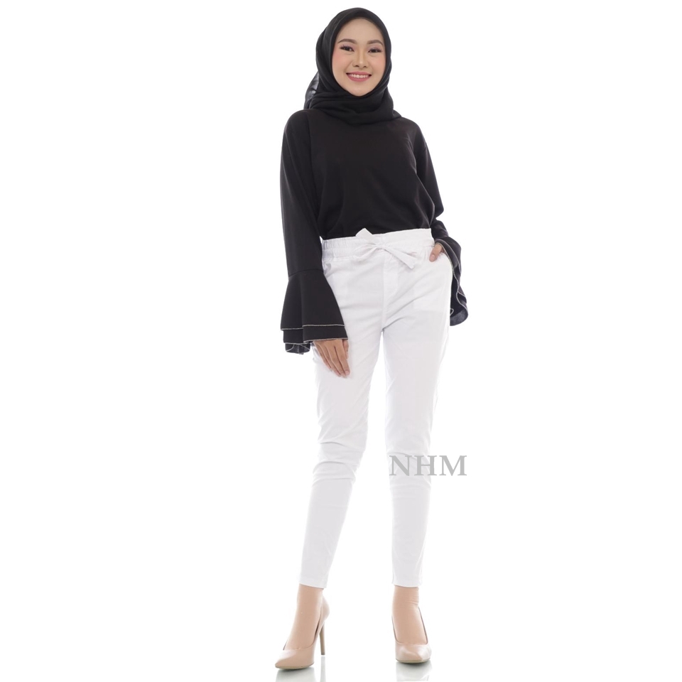 NHM Baggy Pants Putih - Celana Putih Panjang Wanita JUMBO