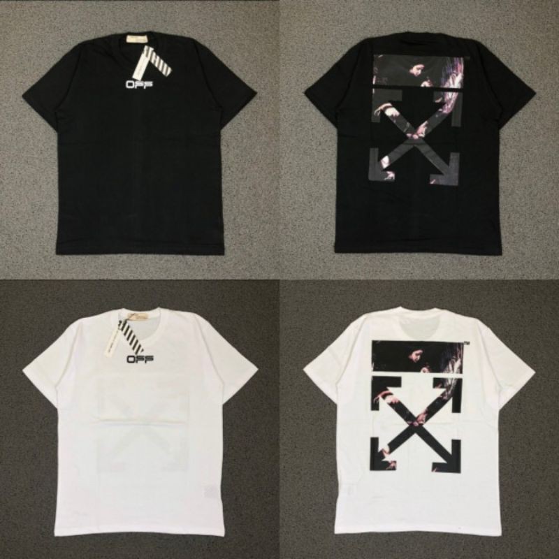 T SHIRT KAOS TEE OFF WHITE ARROW CARAVAGGIO HITAM DAN PUTIH
