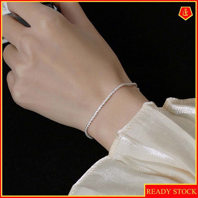 [Ready Stock]Fashion Simple Plated Silver Bracelet Silver Bracelet