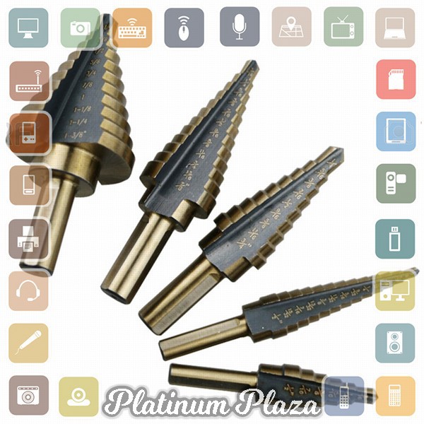 Mata Bor Pagoda Spiral Drill Step Down Titanium Tipe 2 5 PCS - BIHH463A - Black Gold`14GUOT-