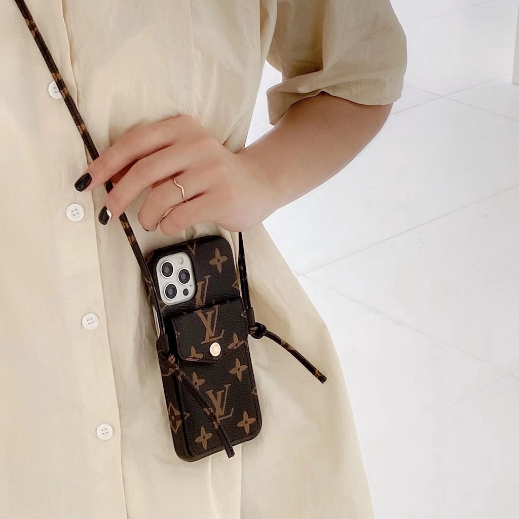 Softcase Dompet LV Hitam Tali Iphone 7+ 8+ X Xs Xr Max 11 12 13 Pro Max FH46