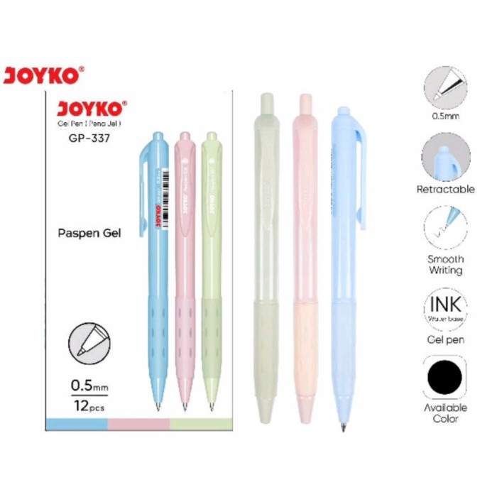 

Sale Pulpen Joyko Paspen Gel Pen Gp 337 0.5Mm (1 Lusin) Bergaransi